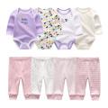 2021 Cotton 6/8PCS Newborn Baby Boy Clothes 0-12M Autumn Bodysuits+Pants Boys Baby Clothing Sets Full Sleeve Baby Girl Clothes