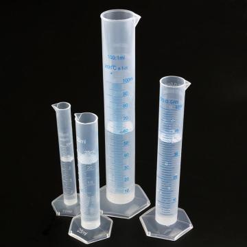 8PCS Laboratory Cylinders Transparent Measuring Cylinder Plastic Graduated Cylinder Hexagonal Base 10ml + 25ml + 50ml + 100ml