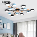 BOTIMI New Arrival Art DECO LED Ceiling Lights For Foyer Modern Gray Metal With Wood Bedroom Lamp Blue Black Rooms Light Fixture