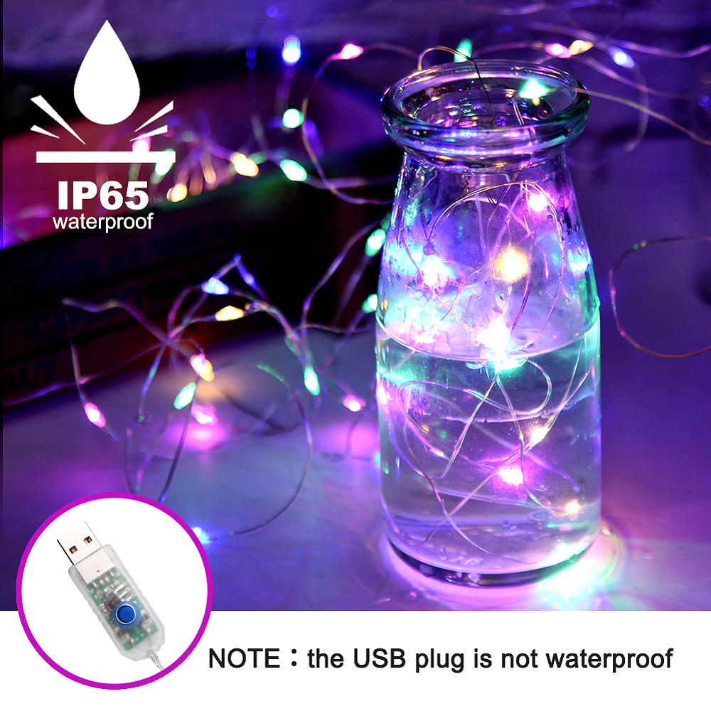 USB LED Christmas Tree New year's Garlands Fairy Lights 10m 5m Festoon String Light for Outdoor Home Window Wedding Decorative