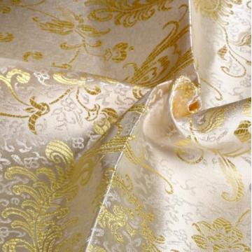 90cm*100cm Brocade fabric costume kimono costume dress fabrics Textile Packaging Materials white gold Pteris peonies diy fabric