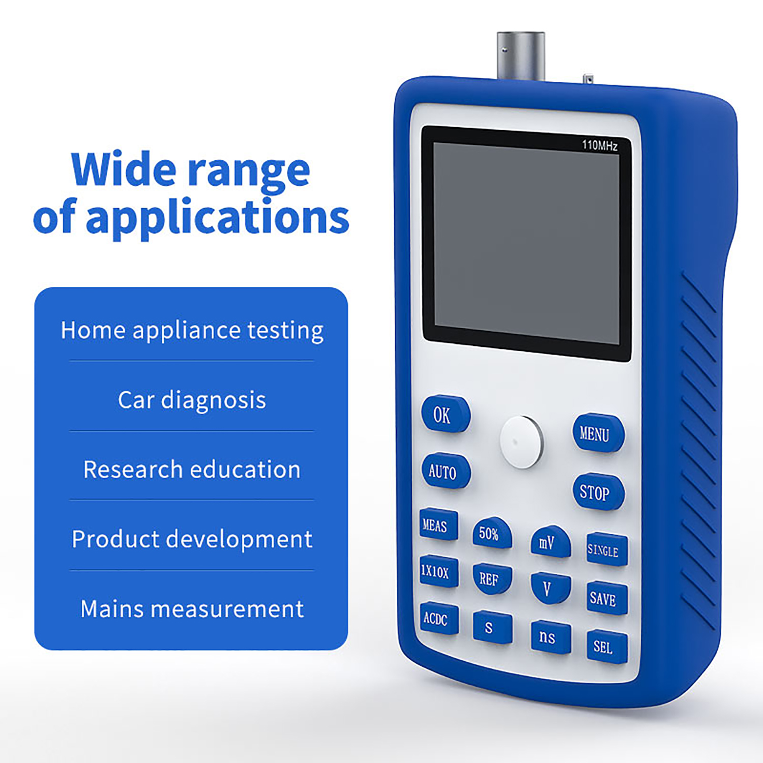 C15 2.4 Inch Screen Digital Oscilloscope 500MS/S Sampling Rate with 110MHz Bandwidth 1KHz/3.3V Calibration Square Wave