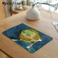 Van Gogh Self-portrait Table Napkin Famous Oil Painting Cloth Dinner Napkins Flowers Decorative Towel Mats Restaurant Supplies