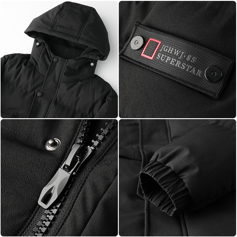 HIEXHSE Parka Men Winter Jacket Brand Coat Padded Warm Fleece Lining Big Pockets Waterproof Fashion New Coats Mens 8XL Jackets