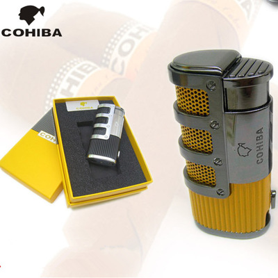 COHIBA Cigar Smoking Ligther Cigar Punch Flame 3 Torch Cigarette Fire Lighter port cuba spain accessories