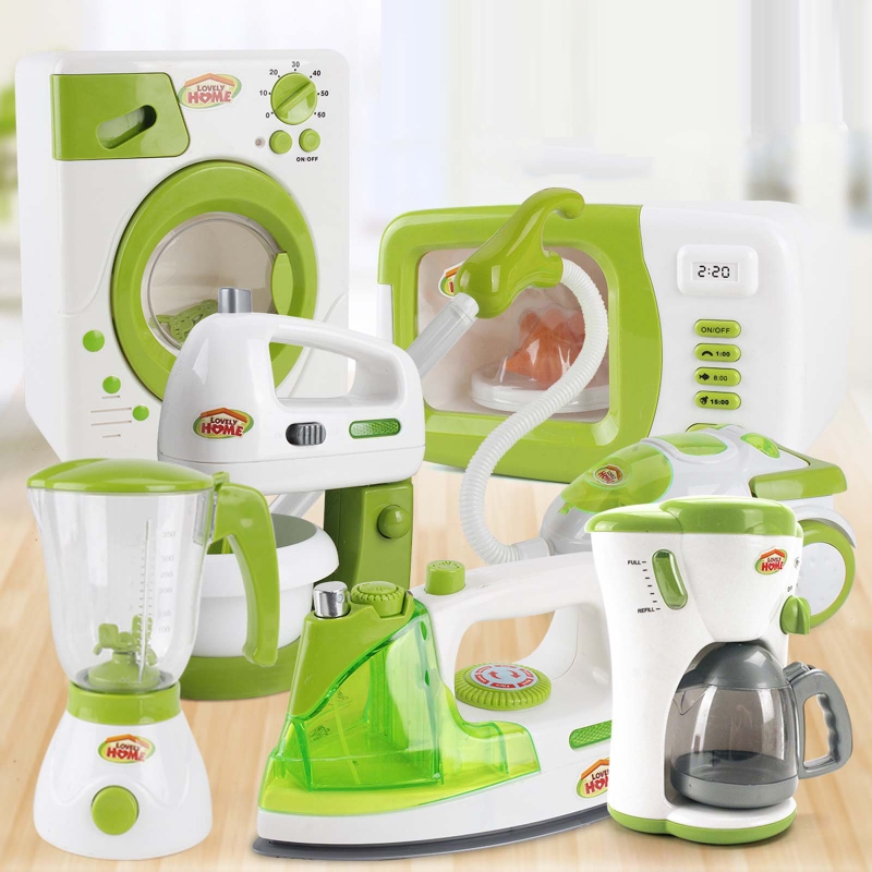 Simulation Home Appliances Mini Electric Iron Washing Machine Pretend Play Toys BX0D