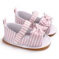 Soft Anti-slip Sole Canvas Baby Girls Sandals Hook & Loop Bow Toddler Shoes Infant Shoes Summer Prewalkers Kids Casual Slippers