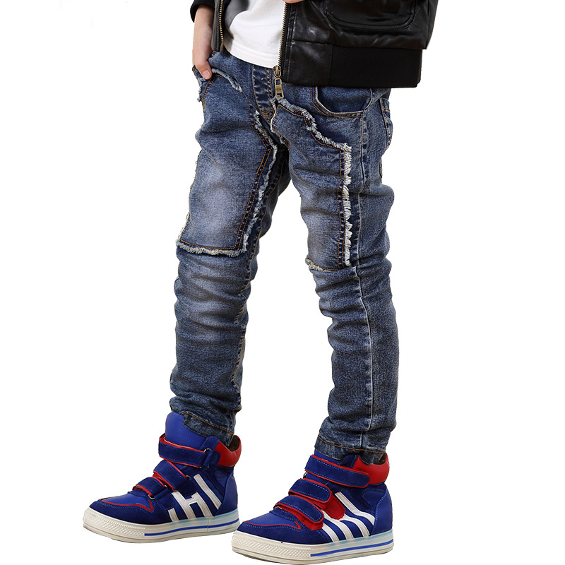 Winter Warm Boys Jeans Children Thicken Add Wool Denim Trousers Toddler Boys Clothes Teenager Washing Blue Jeans 3-10 boys pants