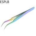 ESPLB Stainless Steel Rainbow Tweezers Straight/Curved Tip Colorful Precision Electronics No.11/15 Plating Tweezers