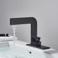 Rozin Matte Black Basin Faucets Modern Minimalism Brass Bathroom Faucet Deck Mount Vessel Sink Crane Cold Hot Water Mixer Tap