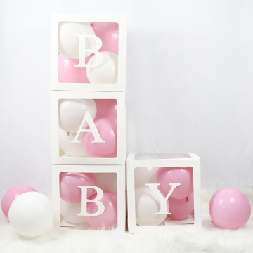 1set Baby Transparent Box Party Storage Latex Balloons Clear LOVE Box For DIY Baby Shower Kids Birthday Decor Wedding Supplies