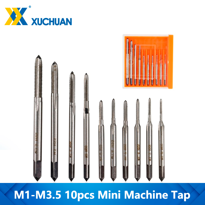 6/10pcs Mini Machine Tap HSS Straight Flute Screw Thread Tap Set Plug Tap Drill M1 M1.2 M1.4 M1.6 M1.7 M1.8 M2 M2.5 M3 M3.5