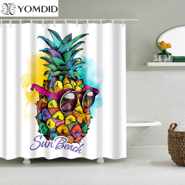 Natural Pattern Pineapple Polyester Shower Curtains Bathroom Shower Curtain Colorful Curtain Multi-size Bathroom Shower Curtain