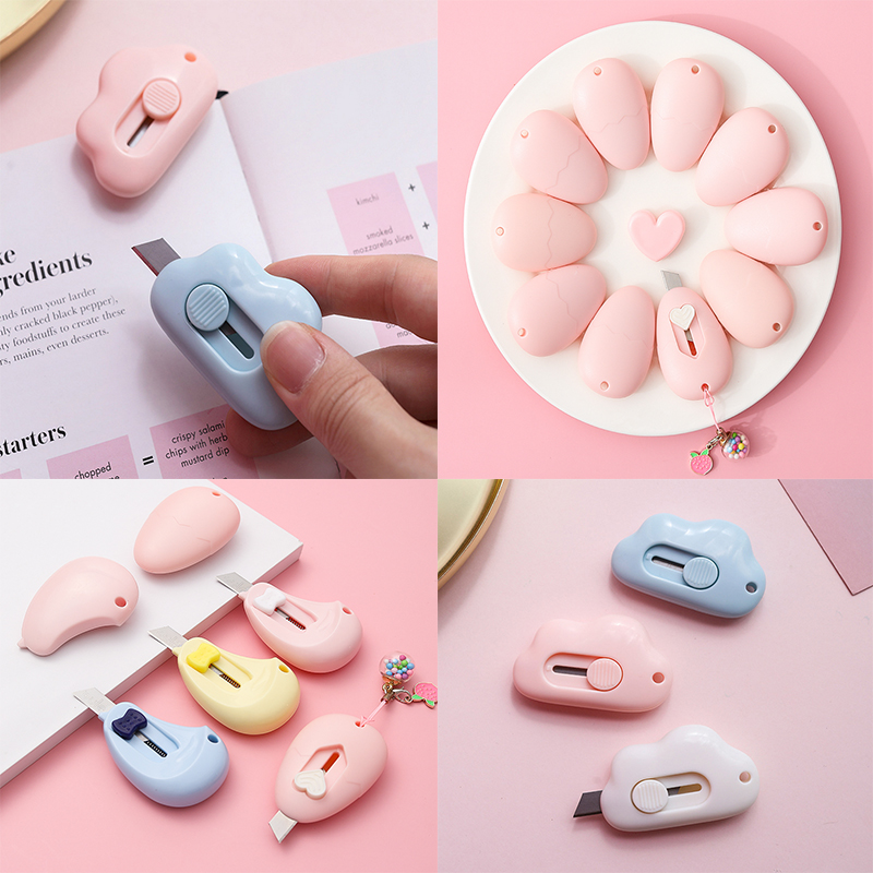 Cute Cloud Color Mini Portable Utility Knife Paper Cutter Cutting Paper Razor Blade Office Stationery Escolar Papelaria