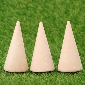 10pcs DIY Cone Unpainted Wooden Cone Shape Ornamnet Craft Accessories