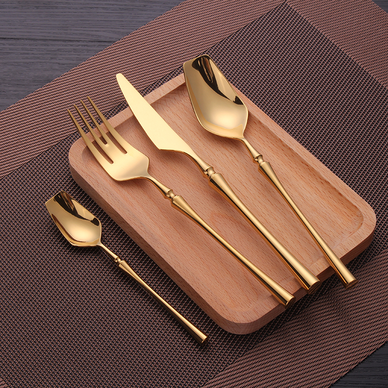 Cutlery Set Mirror Gold Cutlery Set Stainless Steel Dinnerwar Steel Gold Forks Spoons Knives Steel Cutlery Set Silverware Set