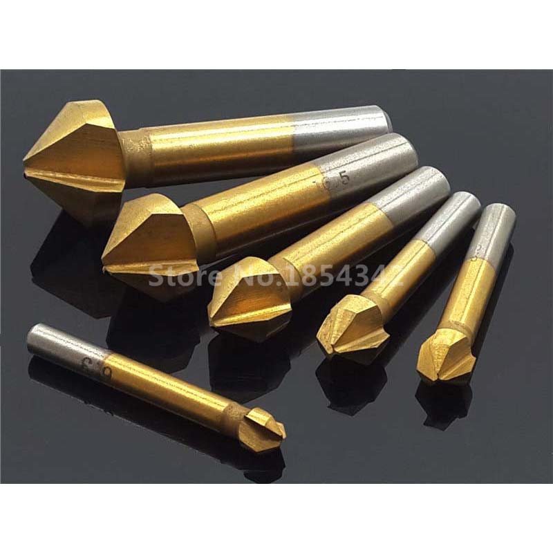 1PC 6 Sizes Titanium 90 Degree HSS Countersink Drill Chamfer Cutter Workpiece Taper Wood Steel Aluminum Milling Tool 6.3-20.5MM