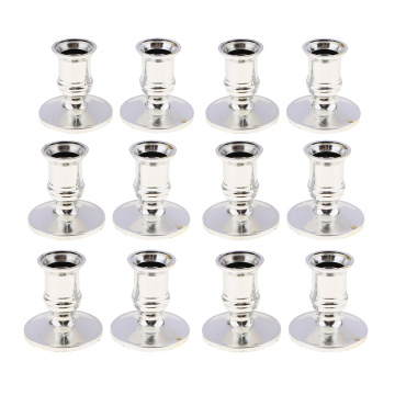 12pcs Plastic Pillar Candle Base Holder Fits Standard Taper Candle Silver10