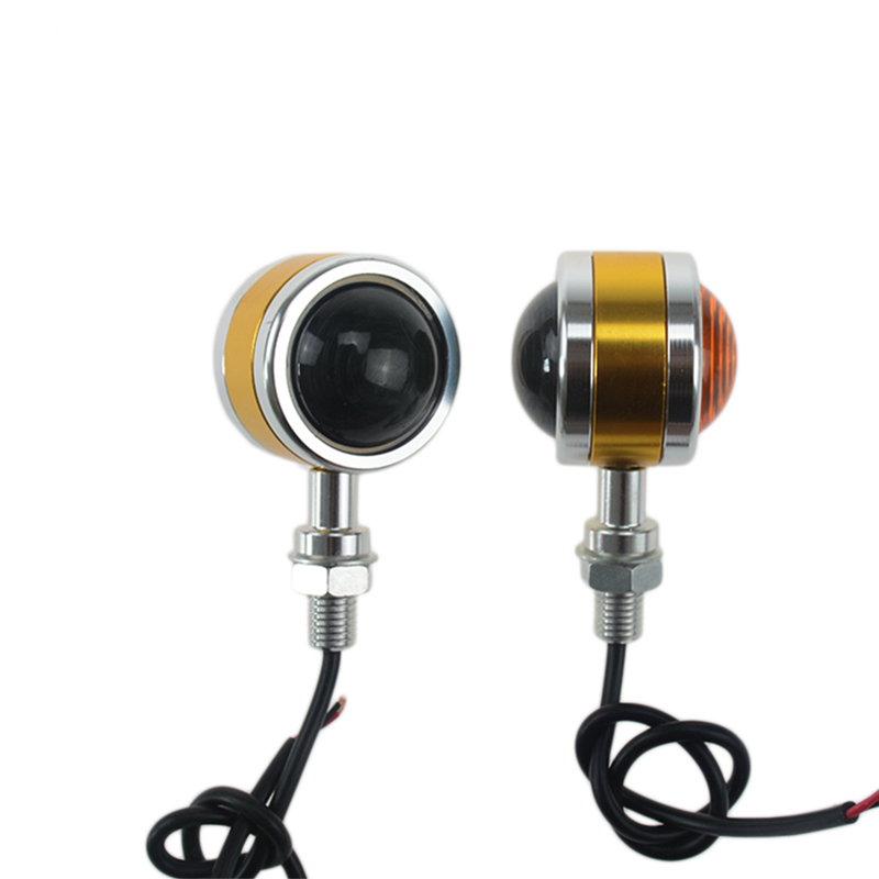 New Universal Motorcycle One Pair Two Sides Yellow Turn Signal Indicators Blinkers LED Lights Cafe Racer Custom
