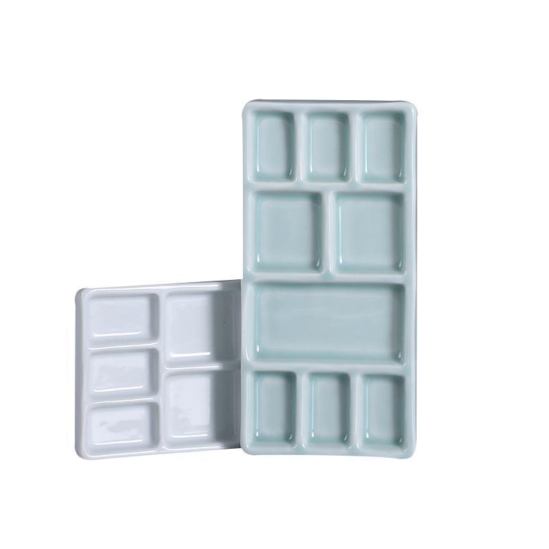 Ceramic multi-grid palette watercolor gouache pigment palette porcelain plate Jingdezhen color palette pigment plate