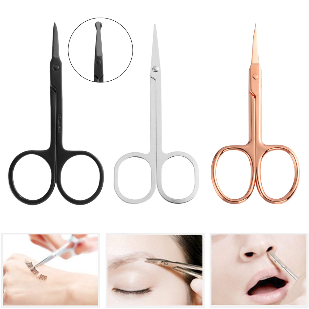 1Pc Stainless Steel Eyebrow Scissor Eyebrow Trimmer Eyebrow Eyelashes Nose Hair Scissor Manicure Scissors Cutter Nail Tools