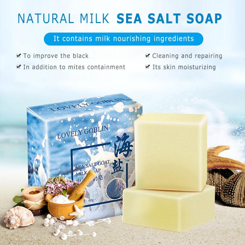 Sea Salt Soap Lovely Goblin Sea Salt Mite Removal Pimple Pore Acne Oil Control Sulfur Face Wash Goat Milk Soap Base Skin Care