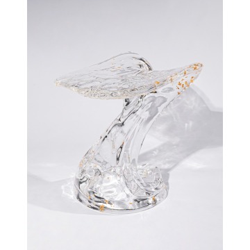 Streamline Moderne Gold Leaf Crystal Stool