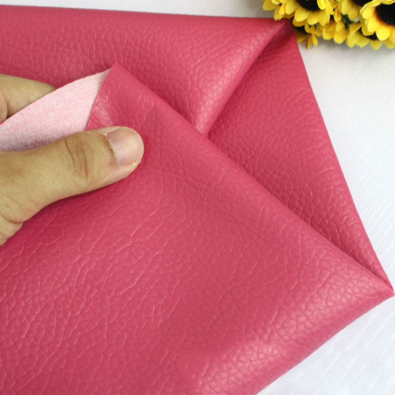 Faux Leather Patchwork Fabric Solid Color Rose Red PU Leather Upholstery Fabric DIY Printing Sewing Quilting Material For Bag
