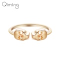 Unique Double Skeleton Skull Rings Women Cocktail Party Vintage Punk Jewelry Gold Color Toe Foot Adjustable Ring Bague Femme