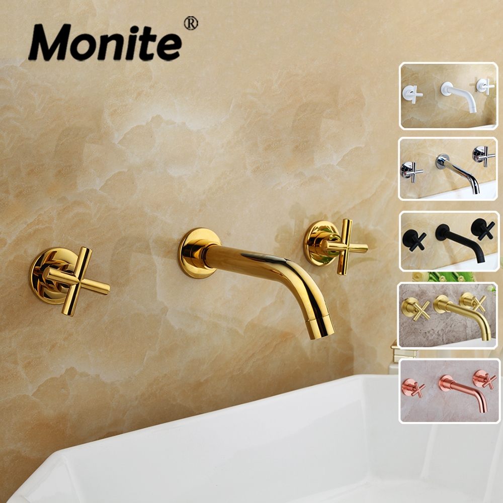 Monite Matte Black Bathroom Bathtub Faucet Joint & Split Style Multiple Color Wall Mounted Basin Sink Mixer Tap Faucet