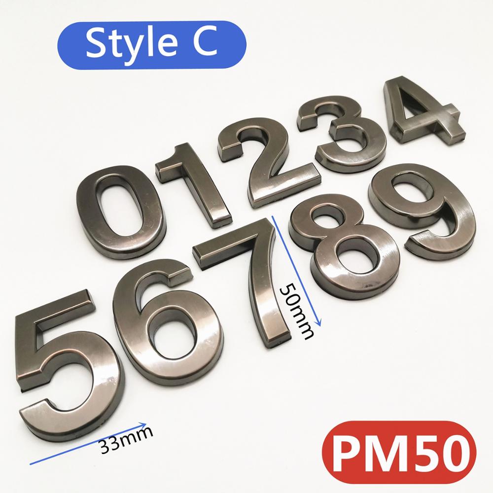 Dark Gray 5cm/6cm/7cm House Number Stickers 3D Self Adhesive Door Sign Number Digit Tag Apartment Address Door Label