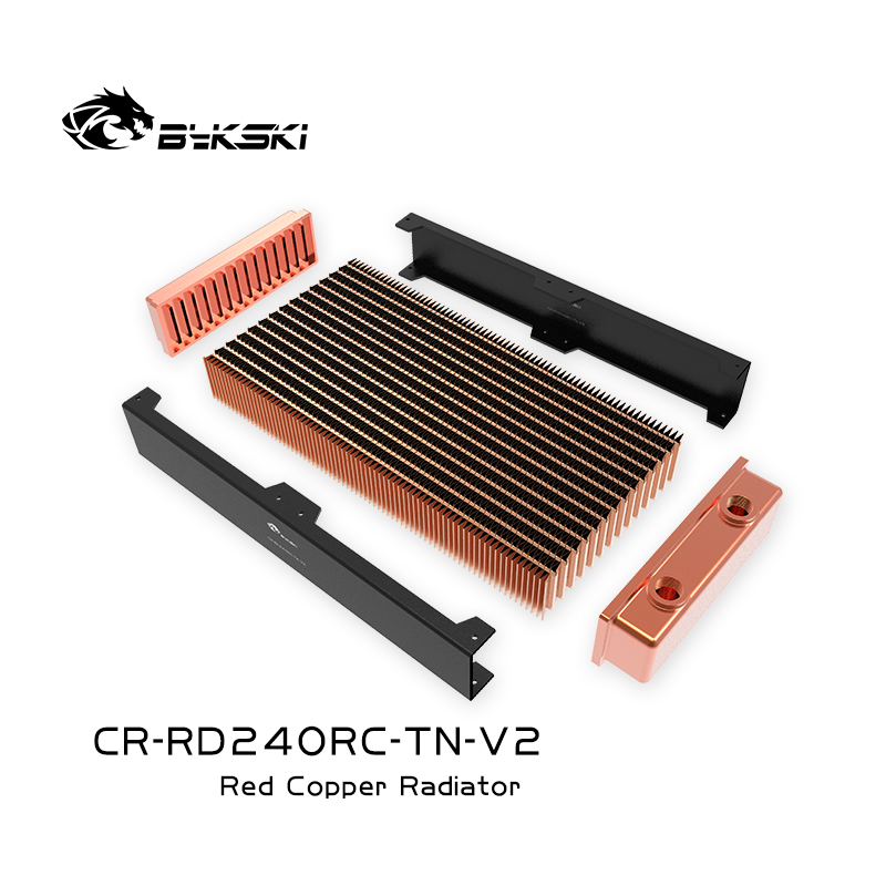 BYKSKI 30mm Thick Copper 240mm Computer Water Discharge Liquid Heat Exchanger Single Row Radiator for 12cm fans B-240RD-M