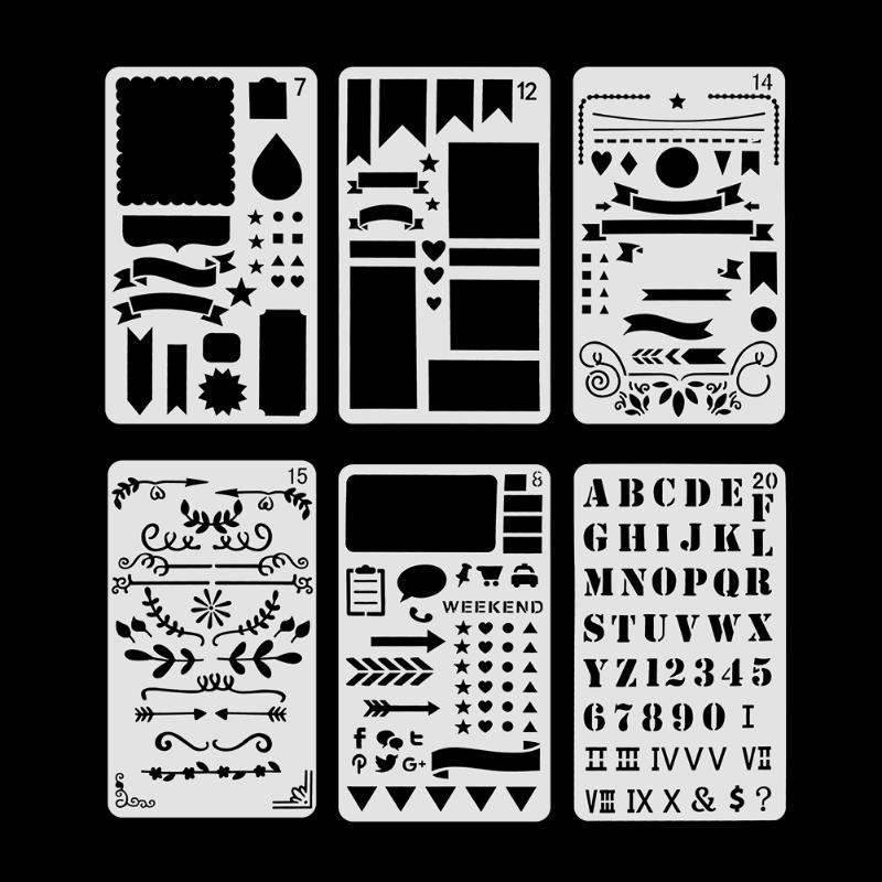 6pcs Eco-Friendly Template Drawing Tool Layering Hollow Painting Mold Stencils DIY Scrapbooking Card Stamps Embossing Template