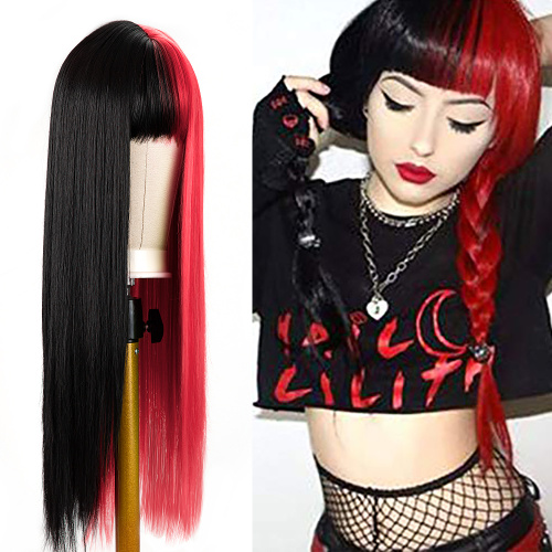 Long Straight Two Tone Cosplay Wig With Bangs Supplier, Supply Various Long Straight Two Tone Cosplay Wig With Bangs of High Quality