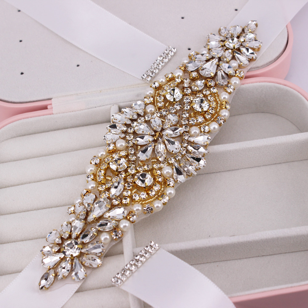 Wedding Belt Pearl Crystal Bridal Belt Rhinestones Wedding Dress Sash Cinturon Flores For Bridal Accessories SM1001