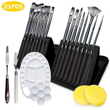 Fine Paint Brushes- 15Pcs Paint Brushes for Acrylic, Oil,Watercolor and Gouache Painting, Including A Canvas Bag