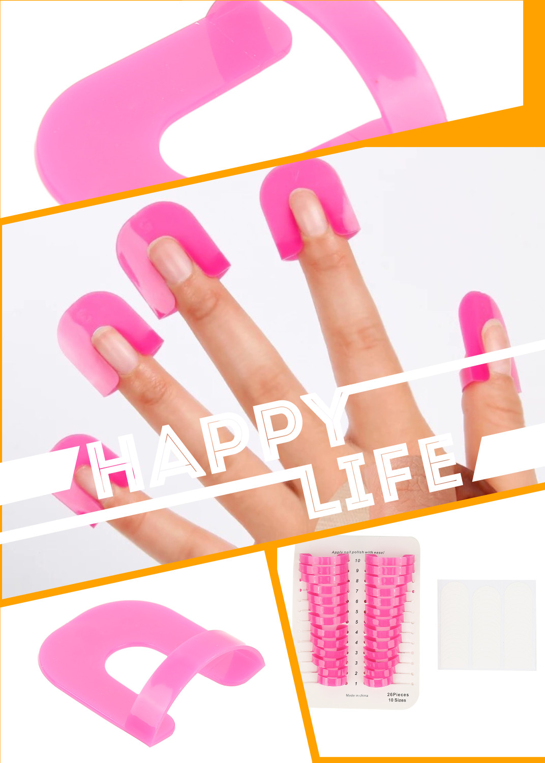 26 Pcs/lot Nail Polish Anti-Flooding Plastic Template Manicure Tools Set Nail Care Women Fashion Model Anti-nail model