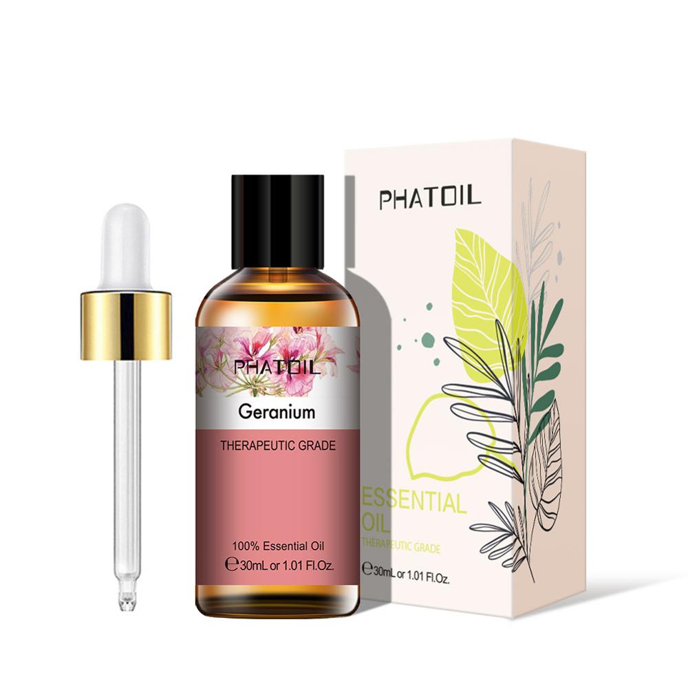 PHATOIL 30ML Pure Geranium Seeds Essential Oils Diffuser Cinnamon Lemongrass Patchouli Citronella Marjoram Chamomile Aroma Oil