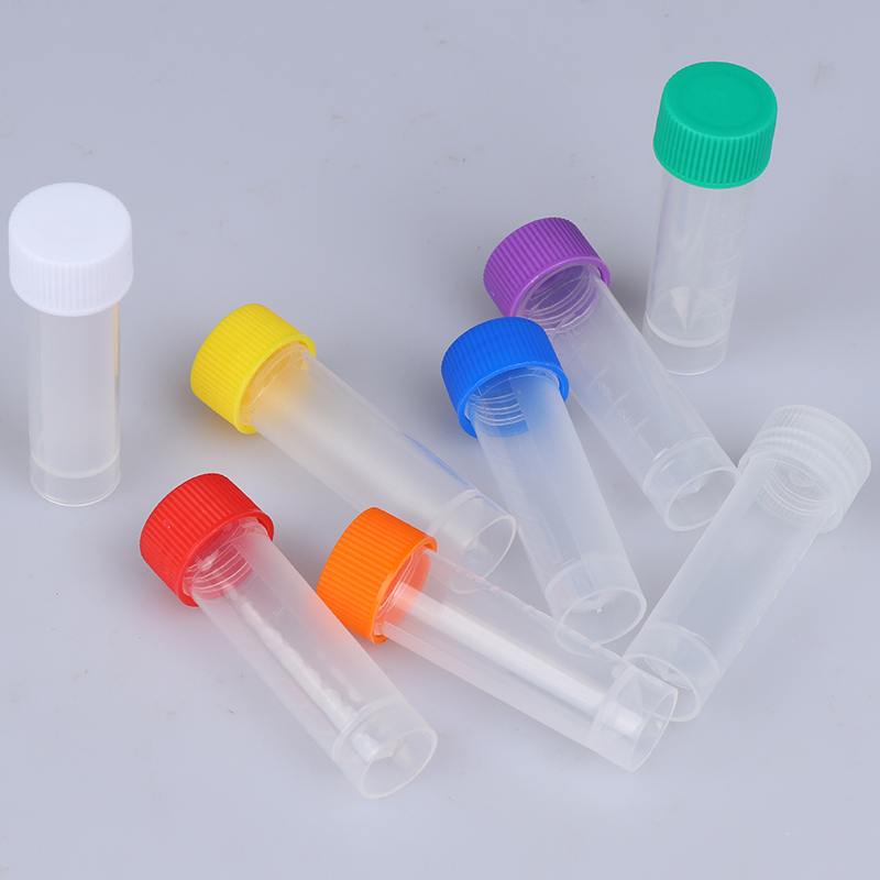 10Pcs 5ml Plastic Graduated Cryovial Plastic Test Tube Freezing Tube Cold Storage Tube with Screw Cap 8 color can be choose