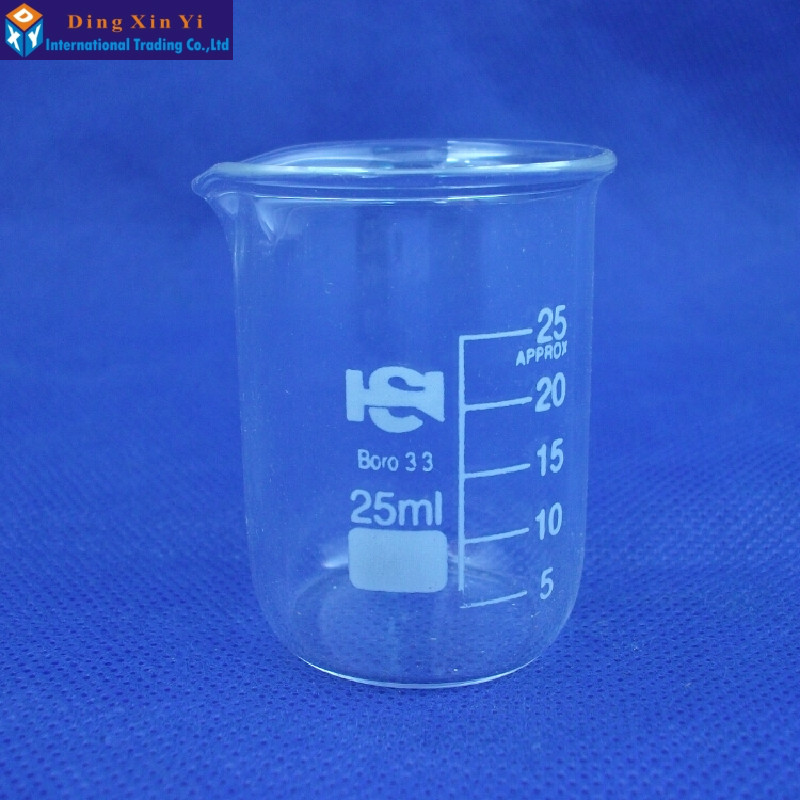 (10pieces/lot)Glass beaker 25ml,Lab beaker 25ml,Lab Supplies,Good quality beaker,High boron material