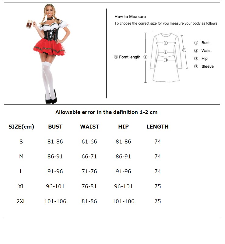 Adult Women German Bavaria Oktoberfest Costume Sexy Beer Girl Dirndl Bar Wench Maid Outfit Fantasia Party Uniform