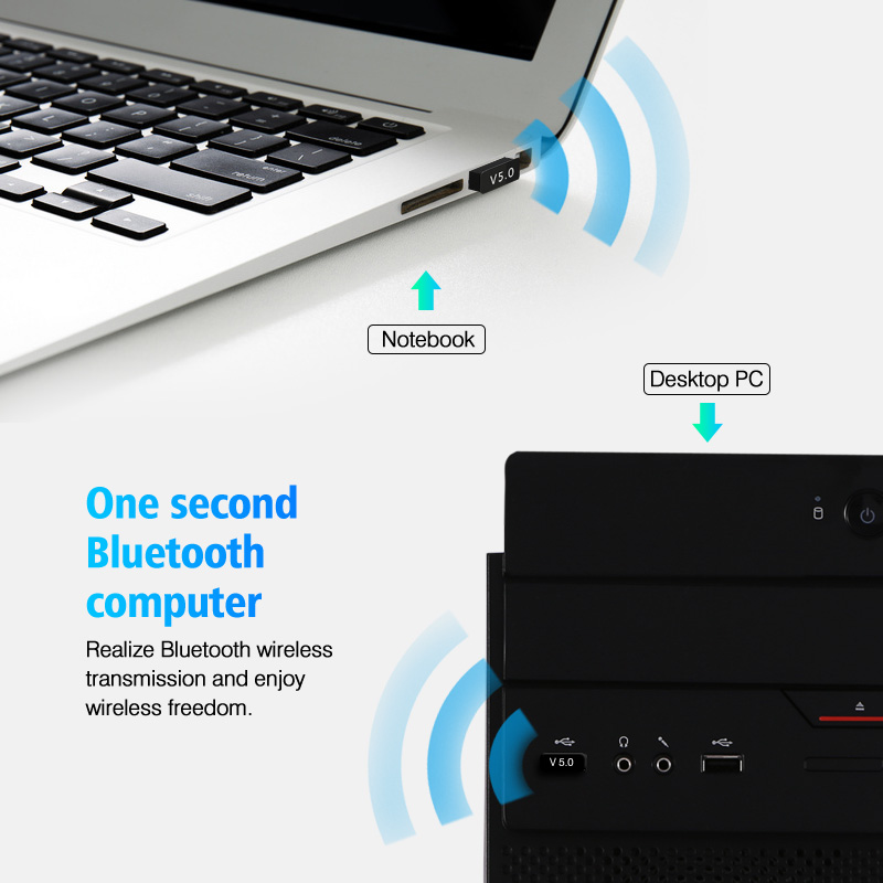 USB Bluetooth Adapters BT 5.0 USB Wireless Computer Adapter Audio Receiver Transmitter Dongles Laptop Earphone BLE Mini Sender