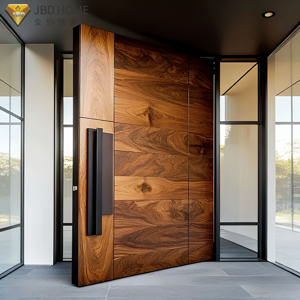 Luxury Villa Main Entrance Solid Wood Pivot Door Modern Design