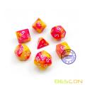 Bescon Mini Gemini Two Tone Polyhedral RPG Dice Set 10MM, Small Mini RPG Role Playing Game Dice D4-D20 in Tube, Color of Sunglow