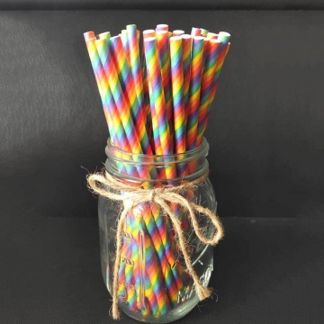 100pcs Paper Rainbow Straws Disposable Drinking Straws For Wedding Birthday Party Decorations Children Kids Event Party Supplies