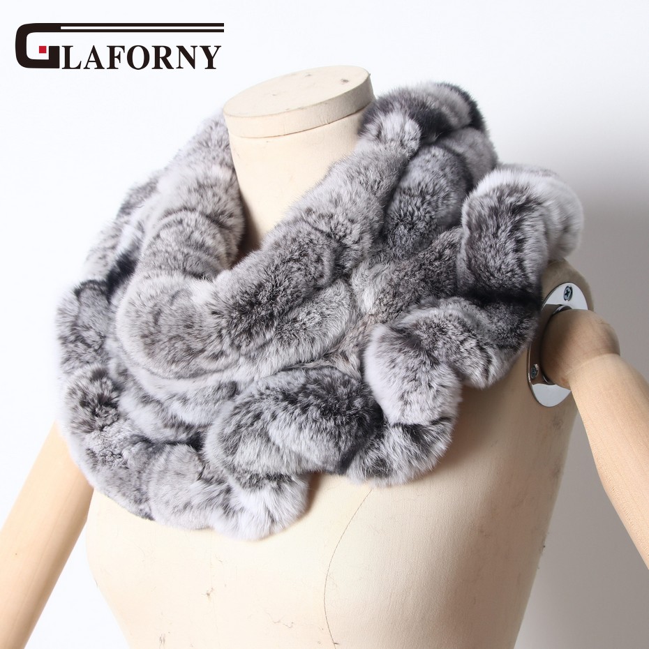 ZDFURS* 2018 New Women Rex Rabbit Fur Scarves Rings Winter Warm Fur Scarf Wraps Snood High Quality Natural Fur Solid Fashion