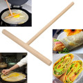 2020 T-Shaped Portable Home Kitchen Tool Kit DIY Use Crepe Maker Pancake Batter Wooden Spreader Stick Sale Round Handle