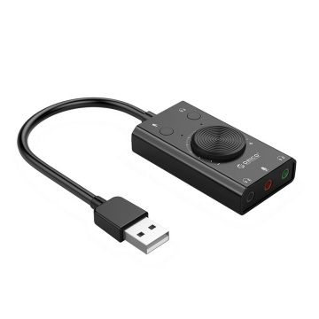 USB Audio External Sound Card Adapter Converter Headset Microphone Computer Black Speaker Stereo PC Professional Laptop