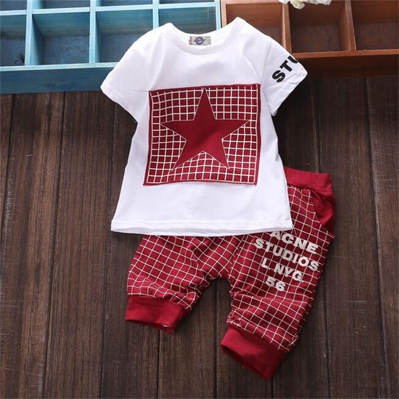 TANGUOANT hot sale Baby boy clothes Brand summer kids clothes sets t-shirt+pants suit Star Printed Clothes newborn sport suits