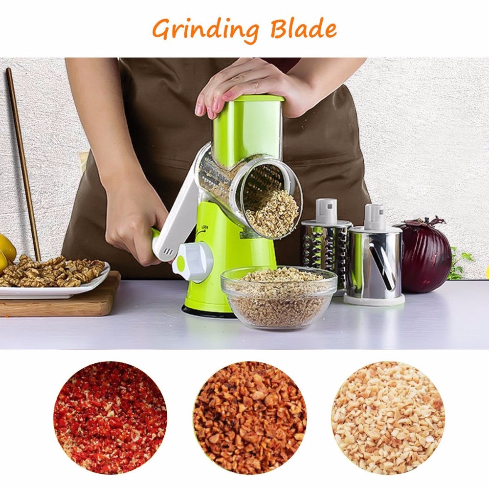 TTLIFE Mandoline Slicer Vegetable Chopper Potato Carrot Cutter Cheese Grater with 3 Round Stainless Steel Blades Kitchen Tools